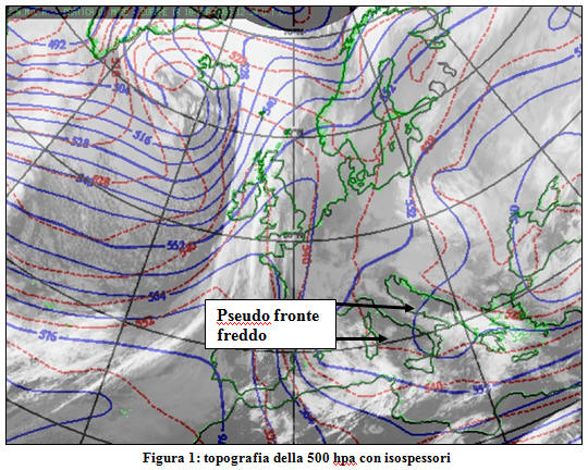 Figura 1: topografia della 500 hpa con isospessori